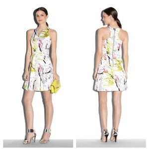 Milly scribble-print racerback A-line dress Size 2 New with tag white mini short